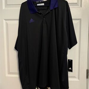 Black Adidas Polo with purple accents